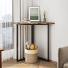 VECELO Corner Shelf, Triangle Shelves End/Side Table with Metal Frame for Living Room, Small Space, Brown/Gray - 4 of 4