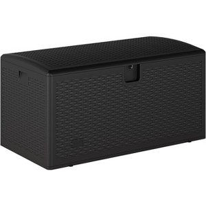 Resin Outdoor Storage Box,Waterproof Plastic Deck Box with Lockable Lid,Weather Resistant Outdoor Storage Container for Yard Porch Patio - 1 of 2