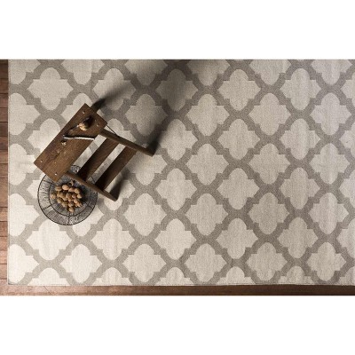 Handmade Ivory Wool Oval Trellis Area Rug 8' x 11'