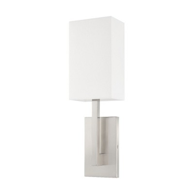 Brushed Nickel Wall Mount Sconce with Off-White Shade