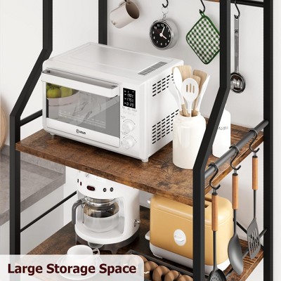 TROPOW Kitchen Bakers Rack, Microwave Oven Stand with 2 Large Wire Basket, Industrial Coffee Bar Station, 5-Tier Kitchen Utility Storage Shelf with 8 Hooks — фото 5