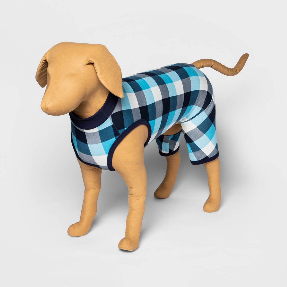 Dog Hanukkah Check Family Pajama Set - Blue XL