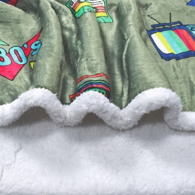 Catalonia 80's Print Sherpa Fleece Wearable Blanket with Sleeves