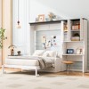 Full/Queen Murphy Bed with Sofa, Desk & Storage, Space-Saving Wall Bed, Foldable Sleeper Sofa, White - ModernLuxe - 3 of 4