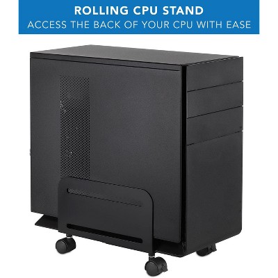Adjustable Black Steel CPU Cart with Wheels