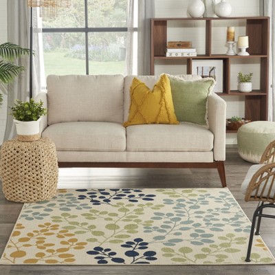 Ivory Hand-knotted Synthetic Square Stain-resistant Rug