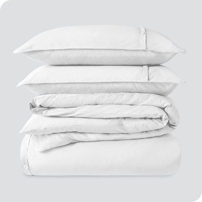 White Organic Cotton Percale Full/Queen Duvet Cover Set