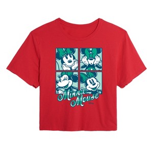 Women's - Disney - Plaid Minnie Mouse Cropped Graphic T-Shirt - 1 of 4