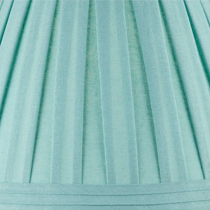 Springcrest Turquoise Linen Box Pleat Medium Empire Lamp Shade 7" Top x 14" Bottom x 11" Slant x 11" High (Spider) Replacement with Harp and Finial, 3 of 8