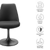 Modway Lippa Faux Leather Swivel Dining Side Chair in Black Black  360° Rotating Office Chair with No Wheels - 2 of 4