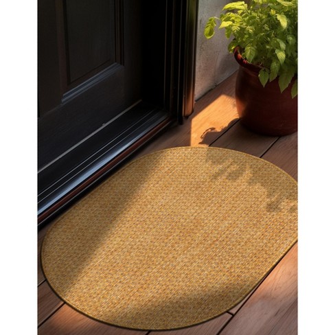 Unique Loom 2' 2 X 3' 1 Oval Indoor/outdoor Solid Corn Harvest Yellow ...