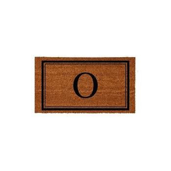 Evergreen Monogram Indoor Outdoor 100% Natural Coir Doormat 28" x 16" |  Letter  "O"