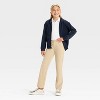 Girls' French Terry Zip-Up Hoodie Uniform Sweatshirt - Cat & Jack™ Blue - 3 of 3