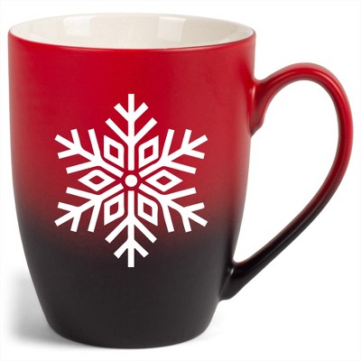 Elanze Designs N/A Two Toned Ombre Matte Red and Black 12 ounce Ceramic Stoneware Coffee Cup Mug