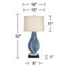 Possini Euro Design Teresa Modern Table Lamp with Square Black Marble Riser 31" Tall Teal Ceramic Beige Drum Shade for Bedroom Living Room Nightstand - 4 of 4