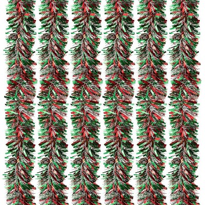 6-Pack Christmas Tinsel Garland - Multicolored Sparkling Hanging Decoration - Perfect for Xmas and Other Festivities - 5.5x112"