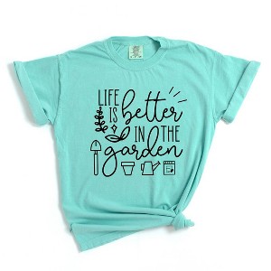 Simply Sage Market Women's Life Is Better In The Garden Short Sleeve Garment Dyed Tee - 1 of 4