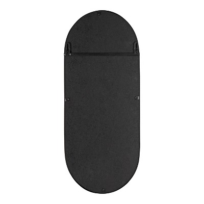 Estero 16" x 38" Black Metal Oval Wall Mirror with Shelf