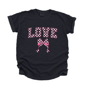 Simply Sage Market Women's Coquette Love Checkered Short Sleeve Garment Dyed Tee - 1 of 4