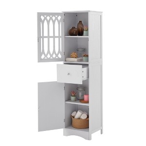 NicBex 63.8 Inch Tall Bathroom Storage Cabinet,Slim Storage Cabinet with 1 Drawer and 2 Doors for Living Room,Home Office - 1 of 4