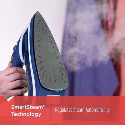 Navy Stainless Steel Steam Iron with Retractable Cord