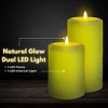 LumiPur 2pk 5" and 7" Signature Natural Glow Flameless Wax Pillar LED Candle Green - 4 of 4