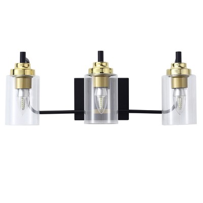 Dewdrop Modern Rustic Wall Sconce with 3 Lights, Black Dresser Lamp with Downward Facing Glass Shade