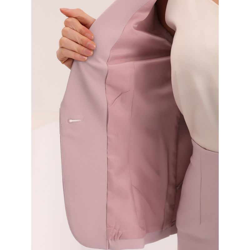 Allegra K Women's Long Sleeve Blazer and Pencil Skirt Suit Set 2 Pcs, 5 of 7