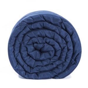 48x72 15lb Basic Weighted Blanket Navy - BlanQuil, Blue