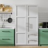 YOOCOZZ High Wardrobe and Kitchen Cabinet with 2 Doors, 2 Drawers and 5 Storage Spaces-White - 3 of 4