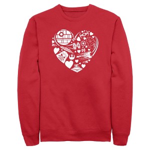 Men's Star Wars Valentine's Day Heart Ships Sweatshirt - 1 of 4