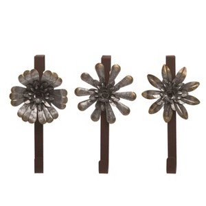 Transpac Metal Rustic Flower Wreath Hanger Set of 3 Spring Home Decorations - 1 of 1