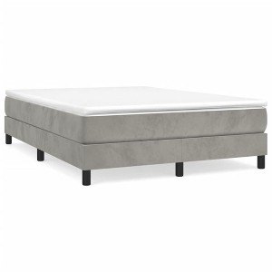 vidaXL Bed Frame Platform Bed Mattress Foundation Bedroom Furniture Velvet - Light Gray Full 9.8" - 1 of 4