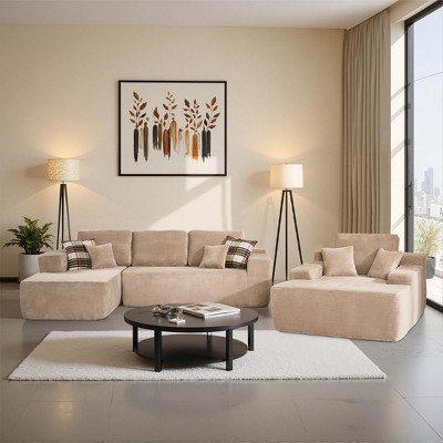 XIZZI Modular Sectional Sofa Couch, L/U-Shape Upholstered Couch, Modern Minimalist Couches for Living Room, Free Combination Deep Seat Corner Couch