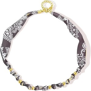 Boho Scarf Necklace with Gold Charms - Starfish, Cross & Flower Pendant Beach Jewelry - 1 of 4