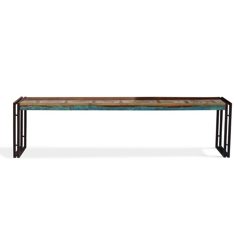 50&#34; Handmade Old Wood Bench with Metal Legs Brown - Timbergirl, 2 of 5