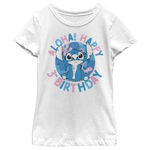 Girl's Lilo & Stitch Aloha! Happy 3rd Birthday T-Shirt - 1 of 4