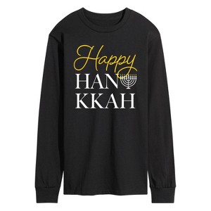 Men's - Instant Message - Happy Hanukkah Long Sleeve Graphic T-Shirt - 1 of 4