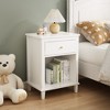 Gulches 26.77in H Wooden Nightstand with One Drawer One Shelf for Kids, Adults, White - 2 of 4