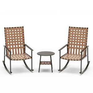 LAUSAINT HOME 3-Piece Outdoor Rocking Chair Set with High-Back - 1 of 4