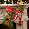 Aoibox Embroidered Dog Christmas Stocking 16 Inch Felt Green Red Puppy Pattern Holiday Gift for Pets 1 Piece Ideal Xmas Decor - 2 of 4