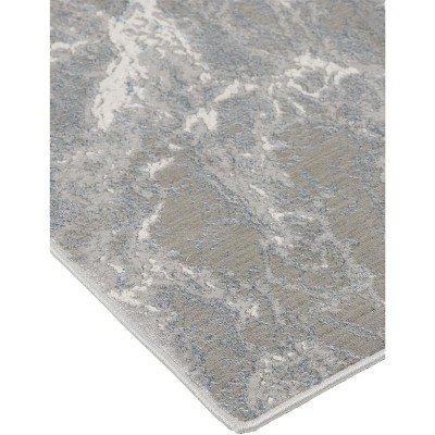 Azure Silver Gray and Blue Abstract Runner Rug 2'10" x 7'10"