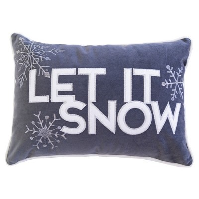 TopComfy Support Pillow Nneka Let It Snow Gray Velvet Lumbar Pillow for Winter Decor, Gray, 17"*17"*10"