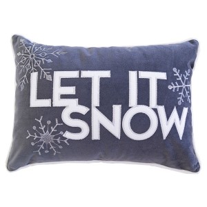 TopComfy Support Pillow Nneka Let It Snow Gray Velvet Lumbar Pillow for Winter Decor, Gray, 17"*17"*10" - 1 of 4