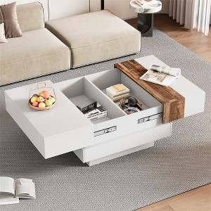 Modern Coffee Table, 31.4'' Square Modern Style Coffee Table With Extendable Sliding Top, Retro End Table For Home, Office, Living Room, Waiting Room - 1 of 4