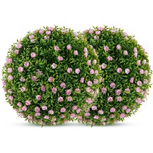 Tangkula Inch Faux Decorative Balls Pack of 2 w/ Pink Rose Decoration Safe & PP Frame - 1 of 4
