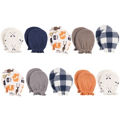 Hudson Baby Infant Boy Cotton Scratch Mittens, Forest, 0-6 Months