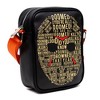 Horror Movies Vegan Leather Crossbody Backpack for Men and Women with Adjustable Strap, Friday the 13th Jason Hockey Mask Quotes Typography Black - 2 of 4
