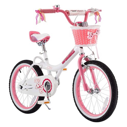 Royalbaby Princess Girl Children s Bicycle Outdoor Ride on Bike With Kickstand Adjustable Seat And Basket 18 Inch Jenny white pink Target