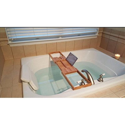 Adjustable Natural Bamboo Freestanding Bathtub Caddy